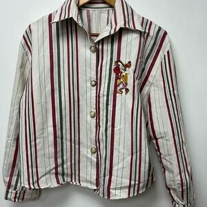 Women's shirt thick striped cotton fabric with baseball Willie el coyote size M